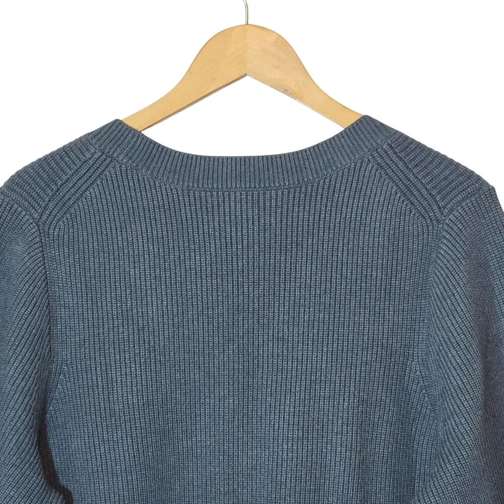 J.Crew Rib Knit Round Neck Long Sleeve Sweater Blue M Preppy Classic
